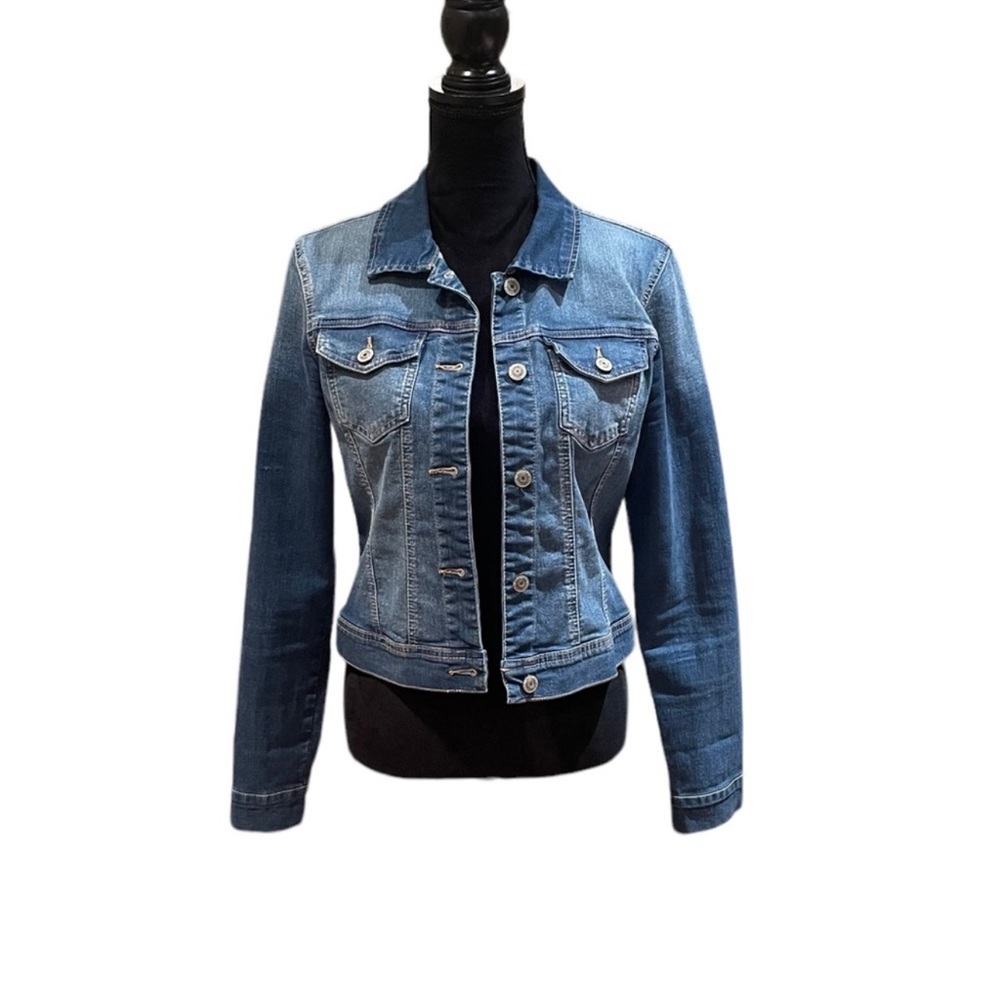 Wax Jeans blue button front casual cotton blend boho denim jacket size small